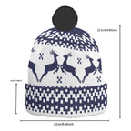 All-Over Print Knitted Hat With Pom-Pom