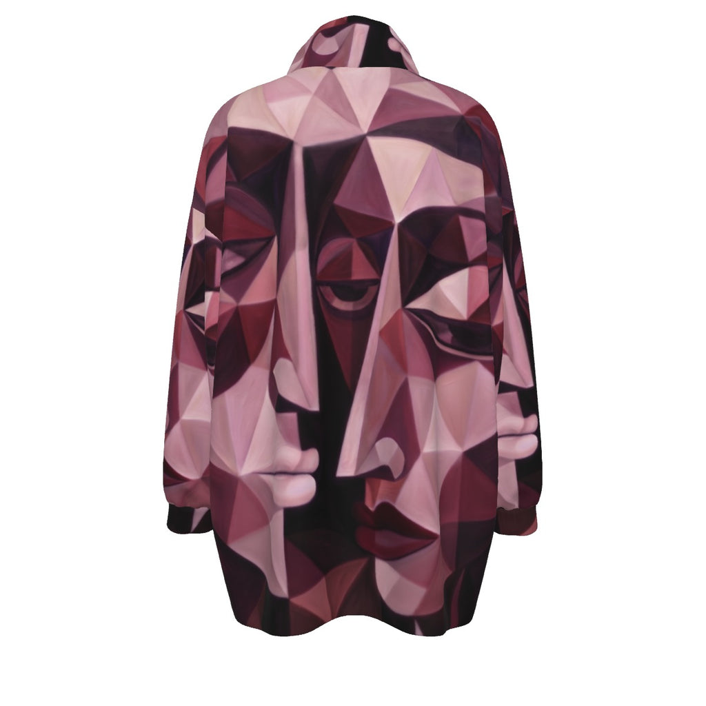 COAT OF MANY COLORS COLLECTION All-Over Print Unisex Borg Fleece Coat With Zipper Closure(Plus Size)