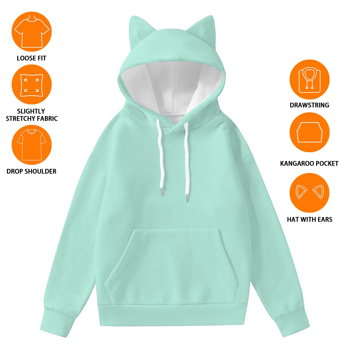 All-Over Print Women’s Hoodie With Decorative Ears