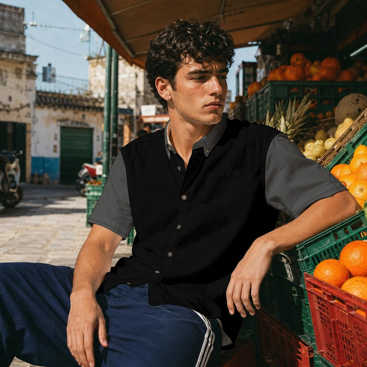 All-Over Print Men's Breathable Shirt|140GSM Slub Cotton