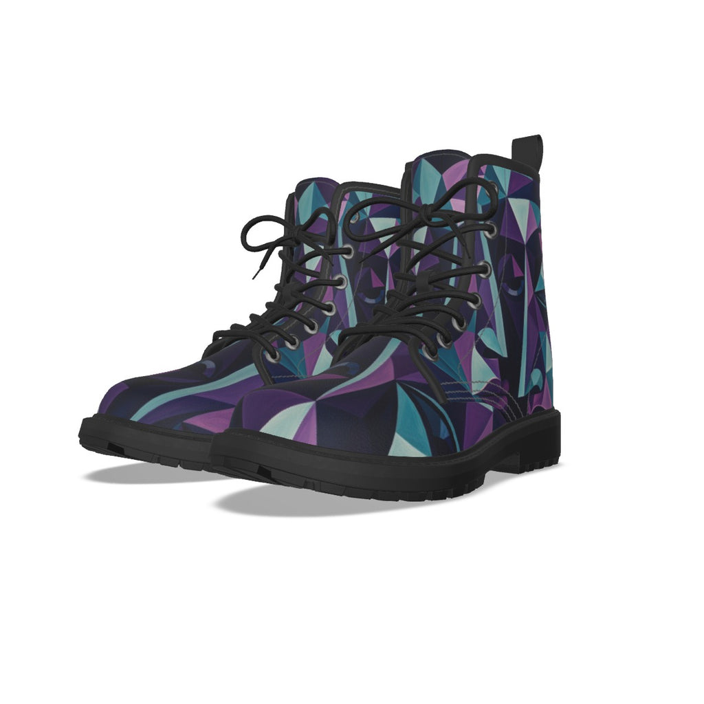 All-Over Print Women's Martin Short Boots With Black Bottom