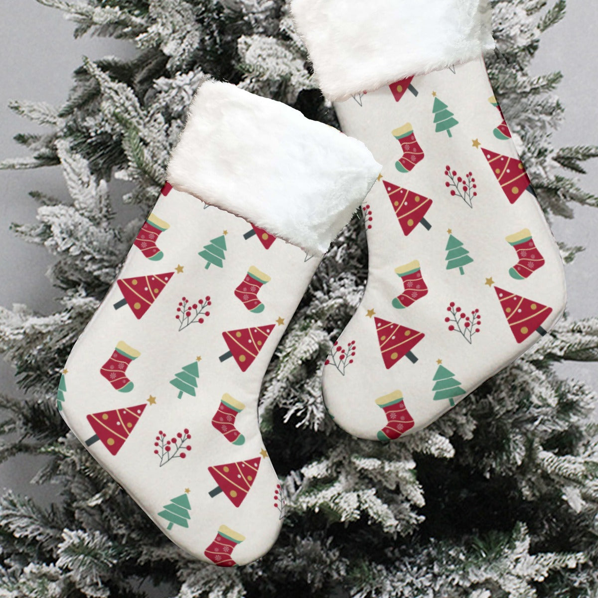 All-Over Print Christmas Socks With Plush Cuff