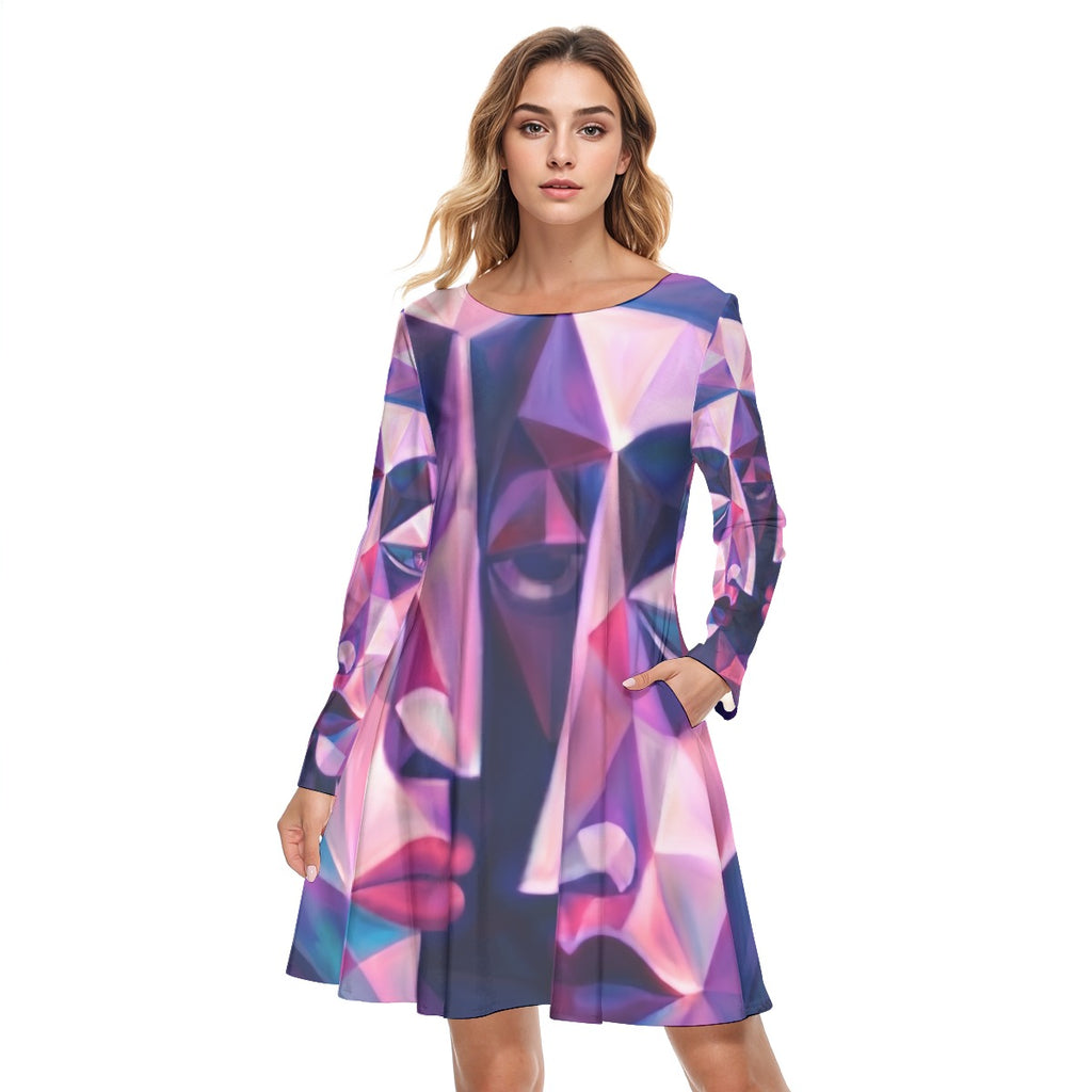 All-Over Print Women's Round Neck Dress|190GSM Cotton