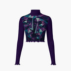 All-Over Print Women's High Neck Skirt Set With Thumb Hole