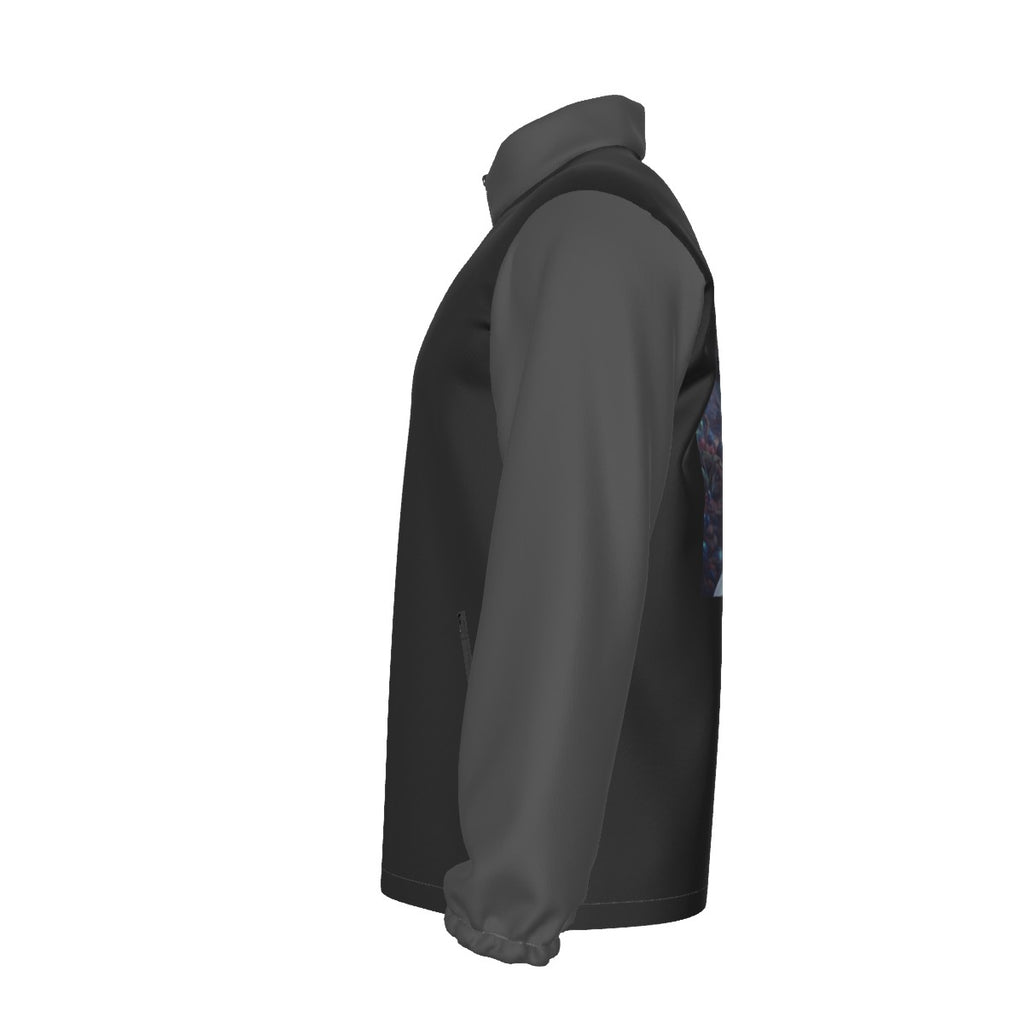 All-Over Print Men's Stand-up Collar Zip-up Windproof Jacket