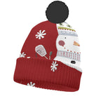 All-Over Print Knitted Hat With Pom-Pom
