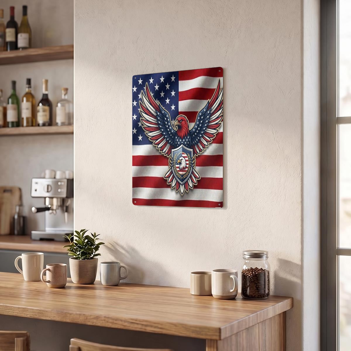 American Eagle Thickened Rectangular Iron Wall Painting