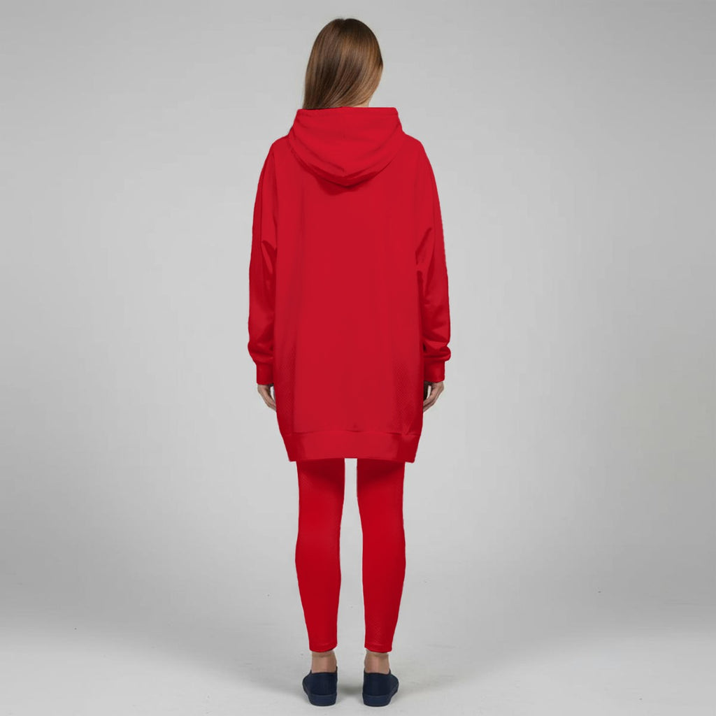 Completo felpa con cappuccio da donna stretch con stampa all-over