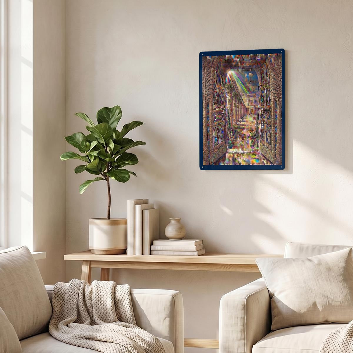 Light Through an Open Door Thickened Rectangular Iron Wall Painting Printed in Canada