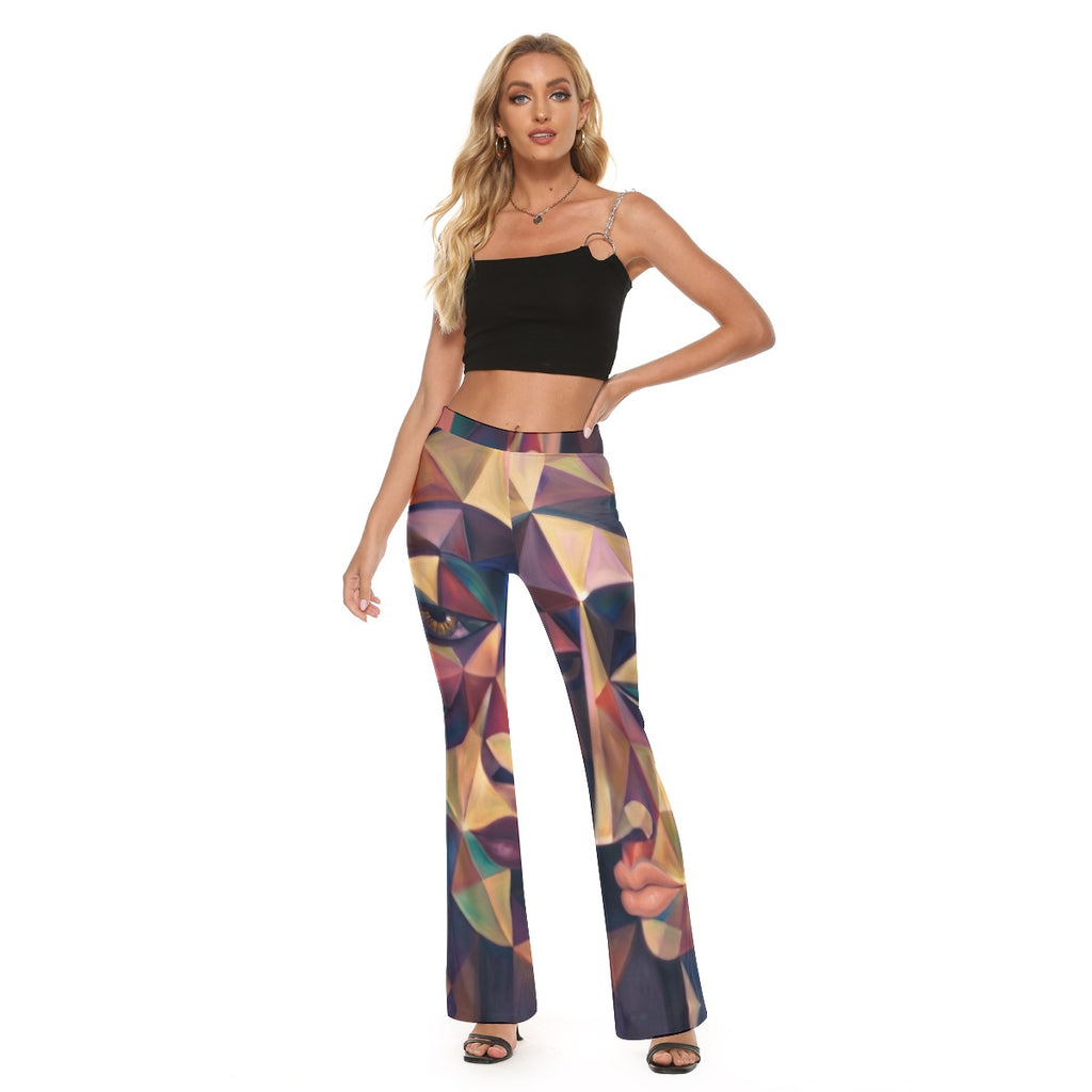 All-Over Print Women's High Elastic Flare Pants