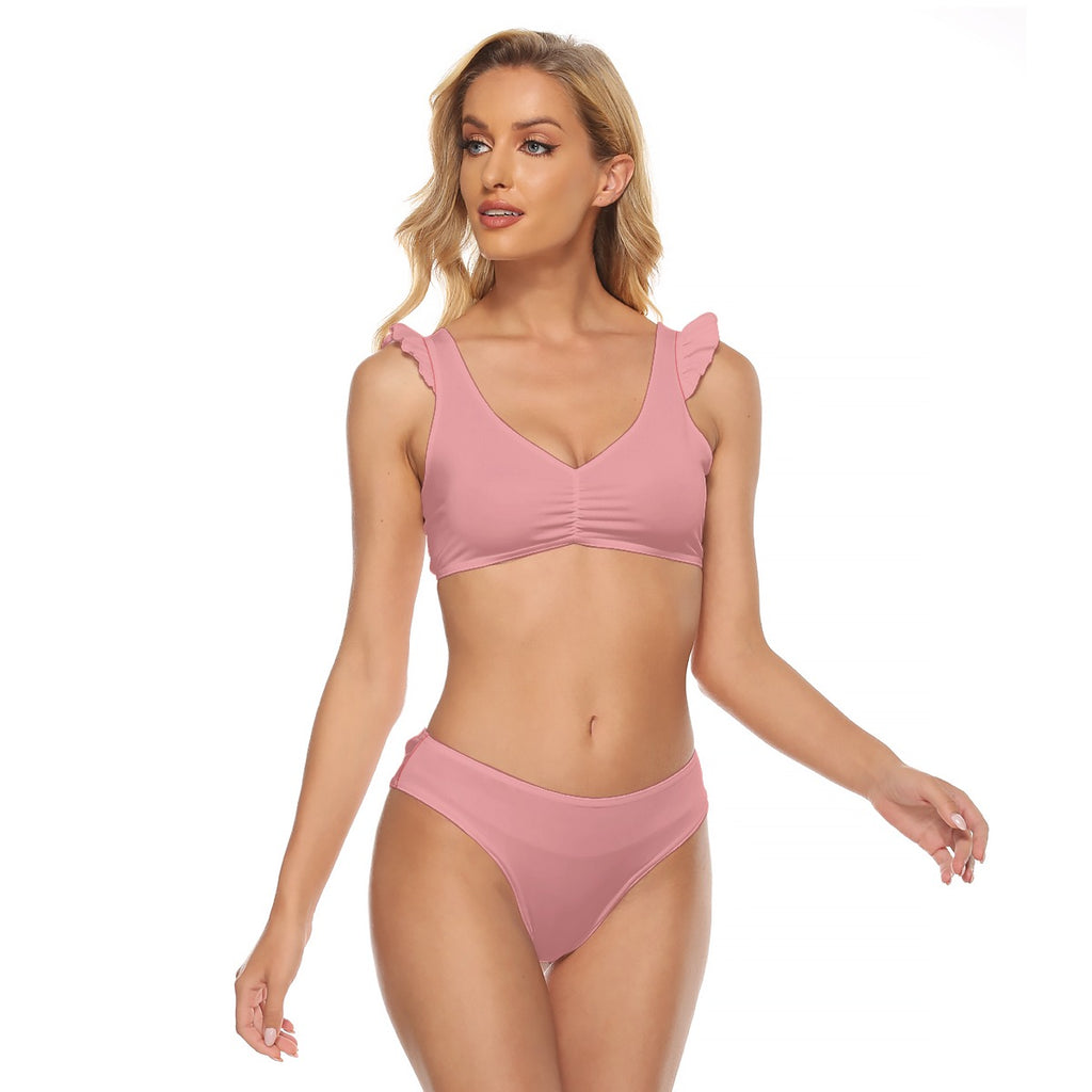 All-Over Print Women's Bikini Swimsuit With Ruffle Cuff Bra