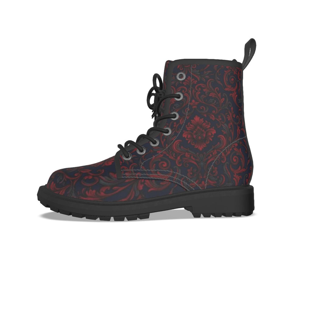 All-Over Print Women's Martin Short Boots With Black Bottom