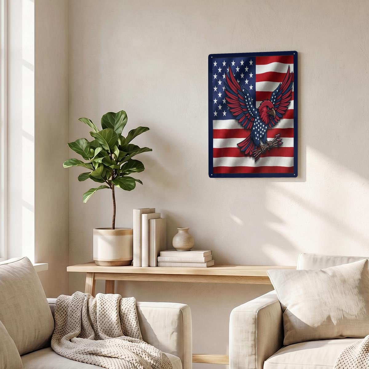 American Eagle Thickened Rectangular Iron Wall Painting Printed in Canada