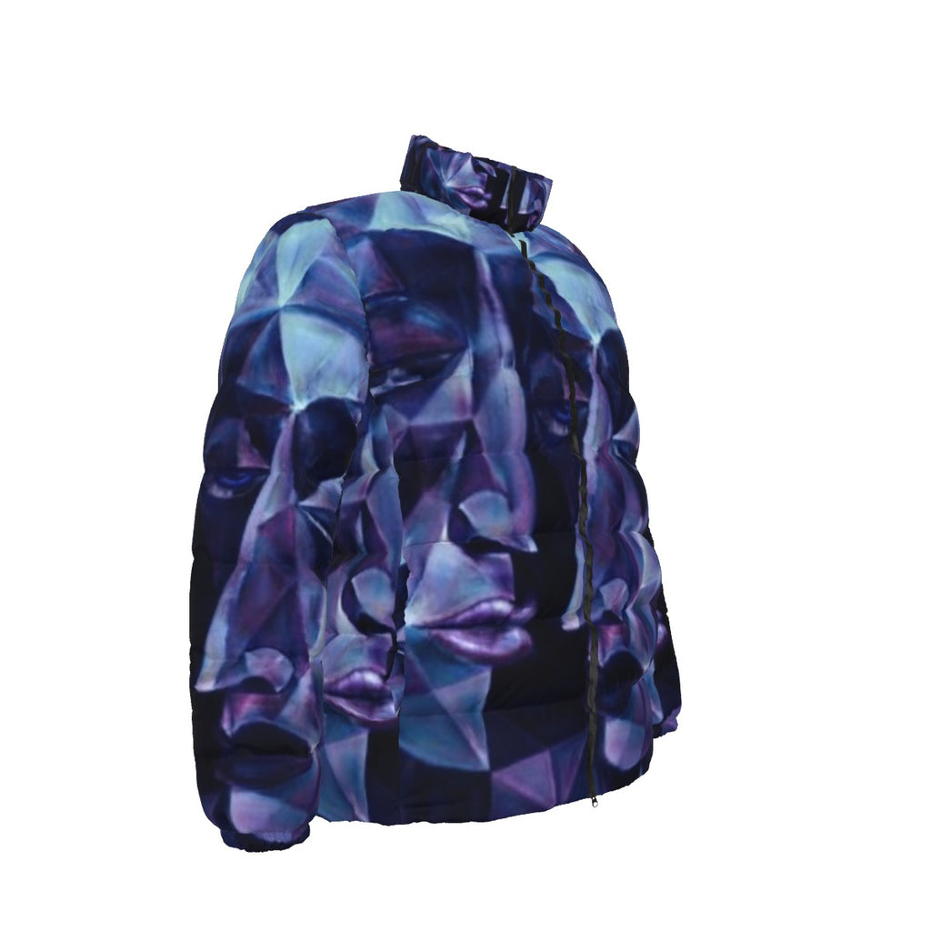 Giacca slim unisex imbottita con stampa all-over e collo alto