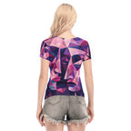 All-Over Print Women's Short Sleeve Mesh Blouse