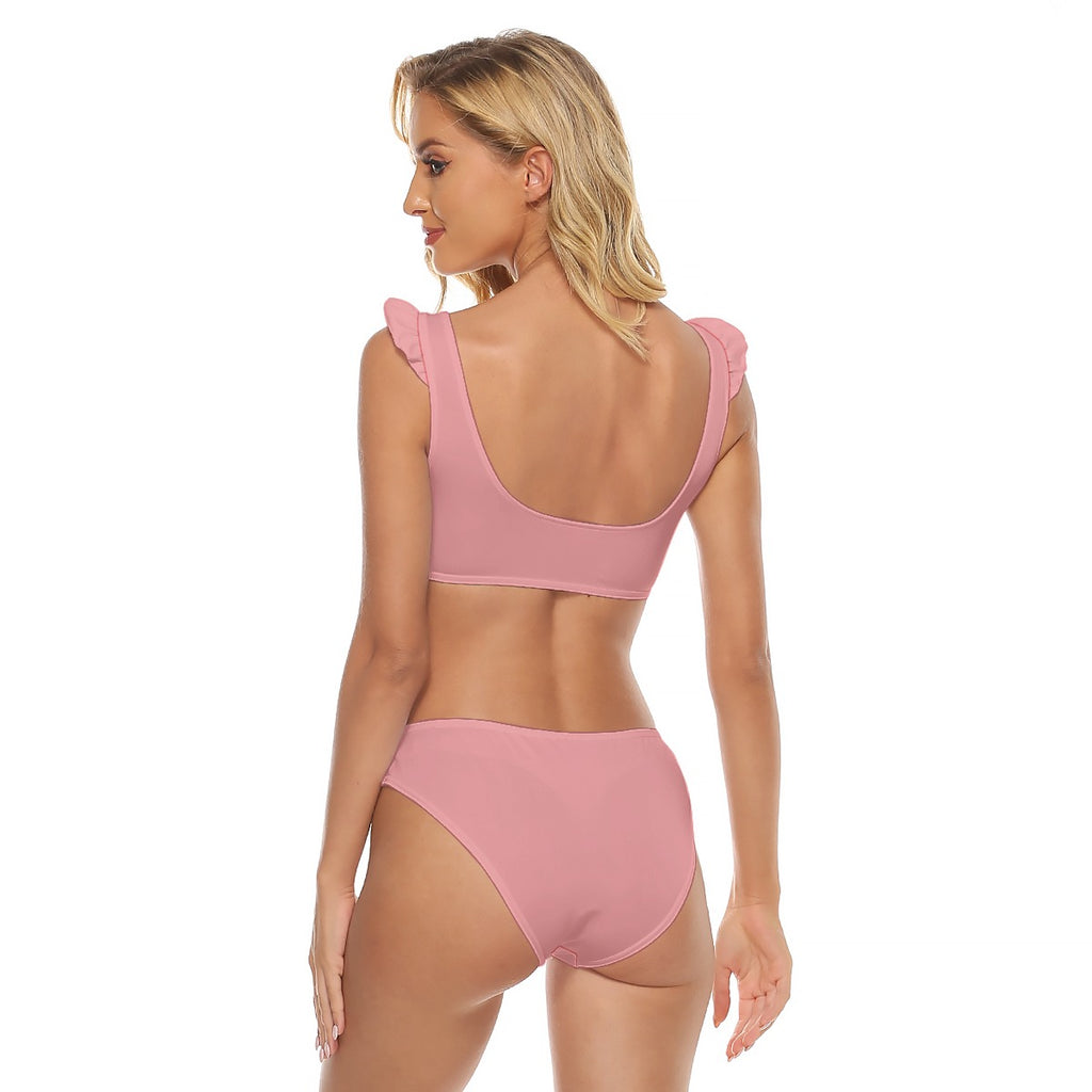 All-Over Print Women's Bikini Swimsuit With Ruffle Cuff Bra