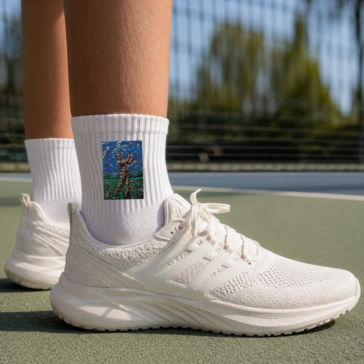 Embroidery Sports Quarter Socks|Cotton