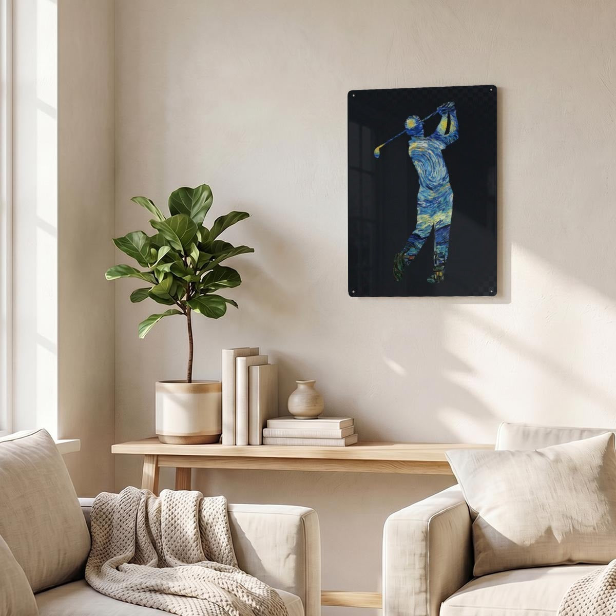 Golfer's Thickened Rectangular Iron Wall Painting Printed in Canada
