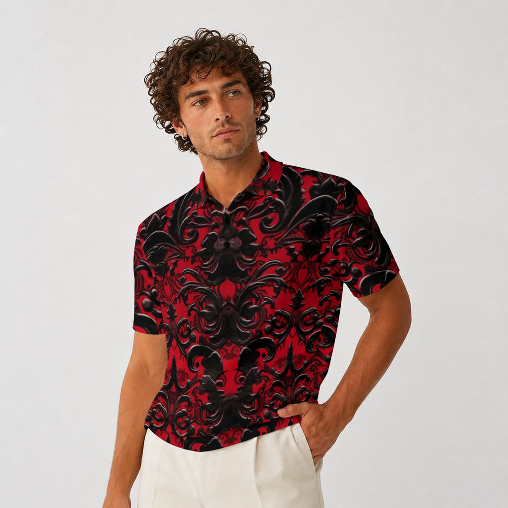 All-Over Print Men's Heavyweight Polyester Polo Shirt|210GSM