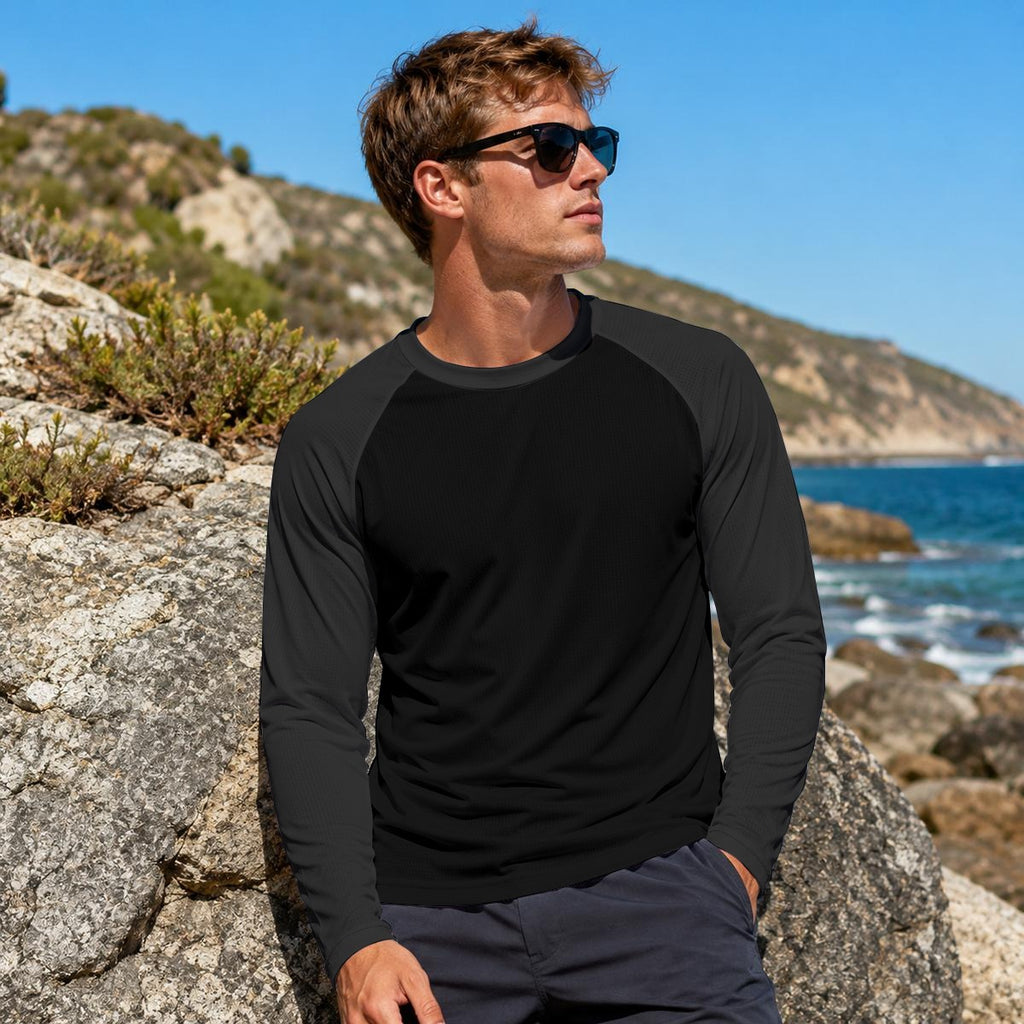 Top sportivo da uomo con protezione solare e stampa all-over