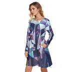 All-Over Print Women's Round Neck Dress|190GSM Cotton