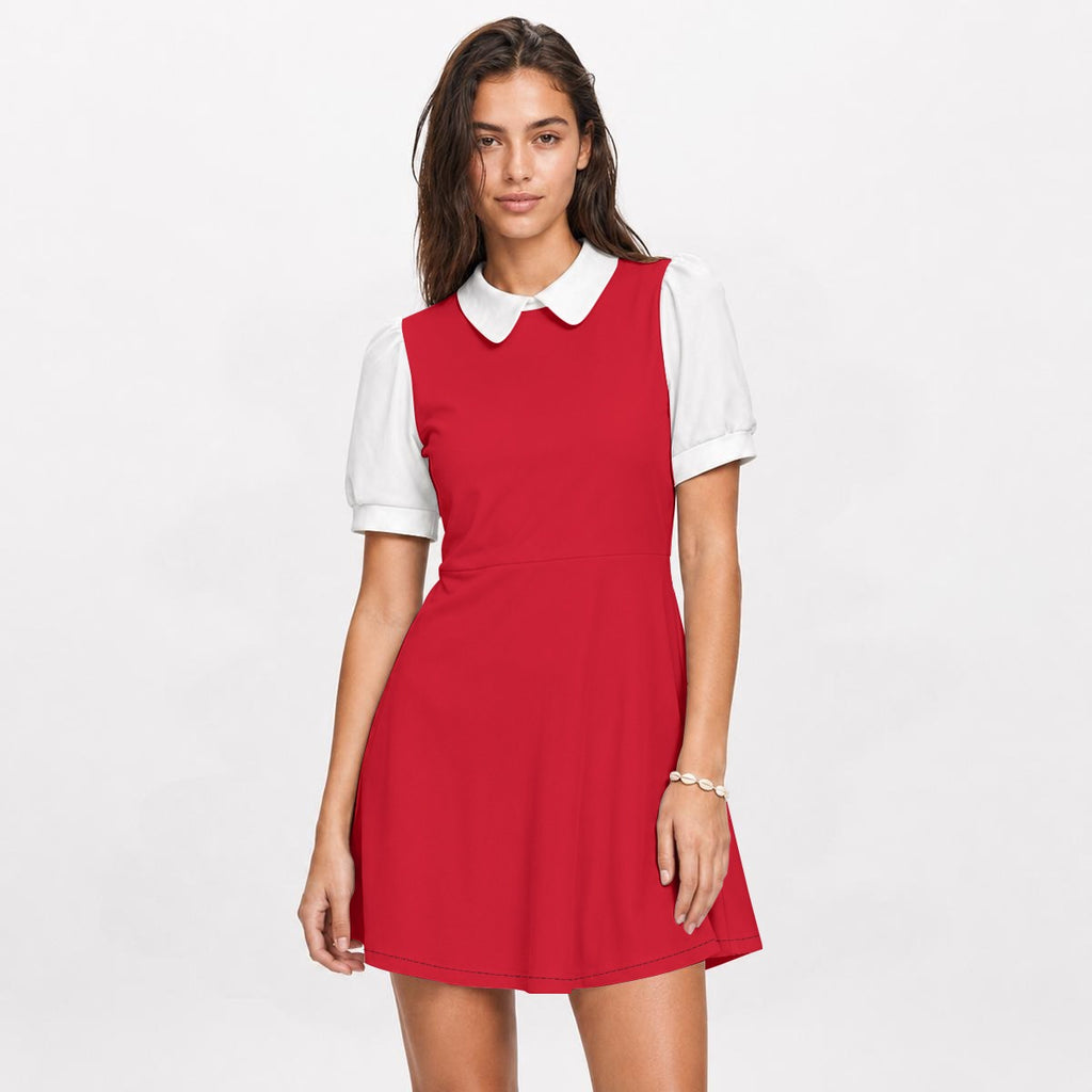 Robe trapèze pour femme à imprimé intégral avec col claudine