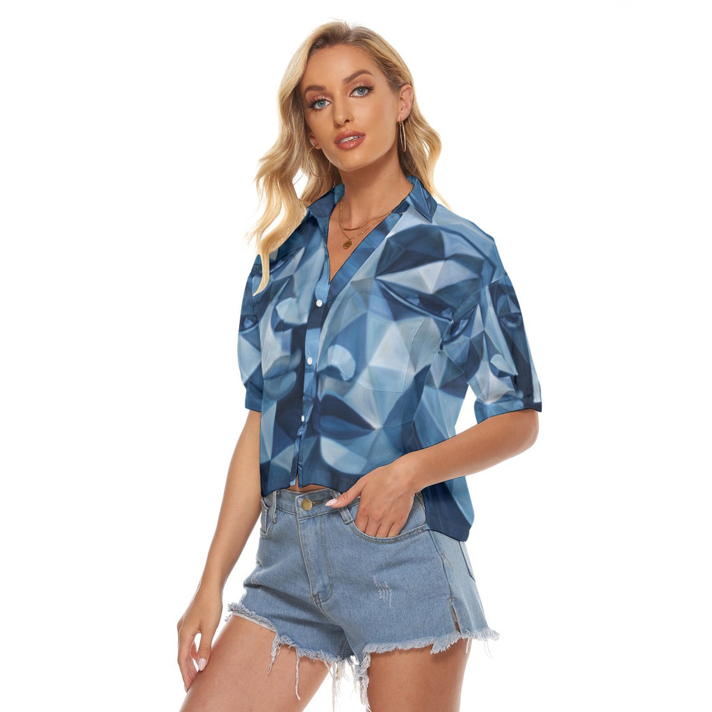 Maglie da donna con scollo a V e stampa all-over