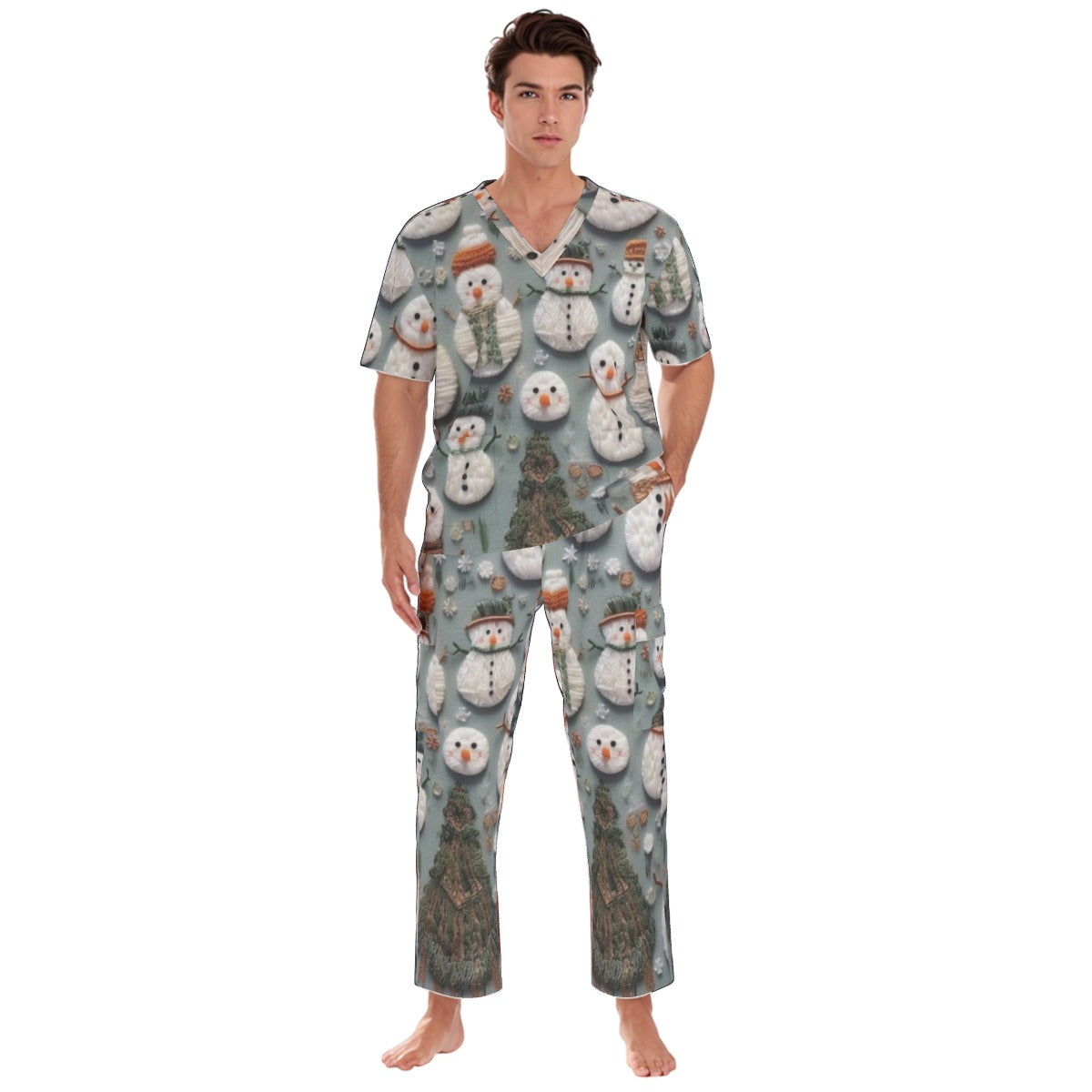 All-Over Print Unisex Scrub Set With Six Pocket