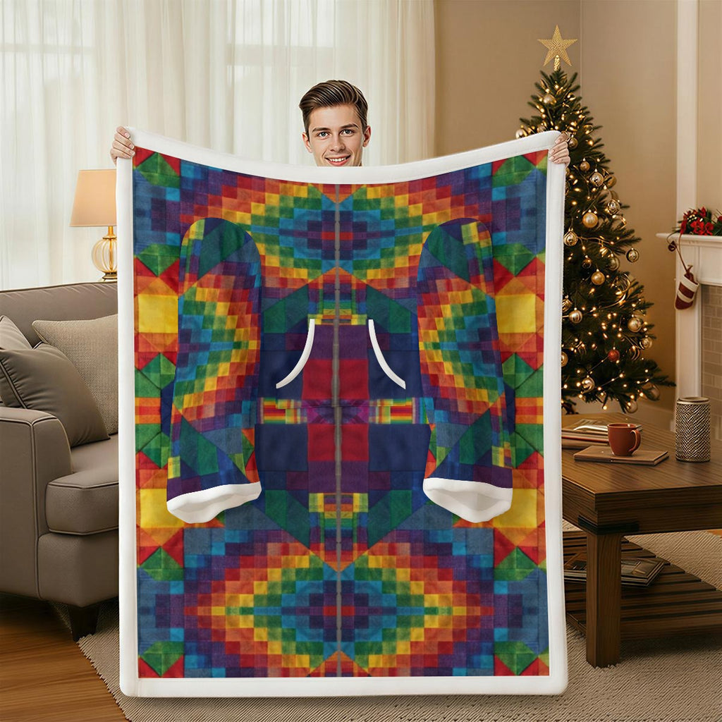 All-Over Print Cozy Wearable Blanket with Sleeves