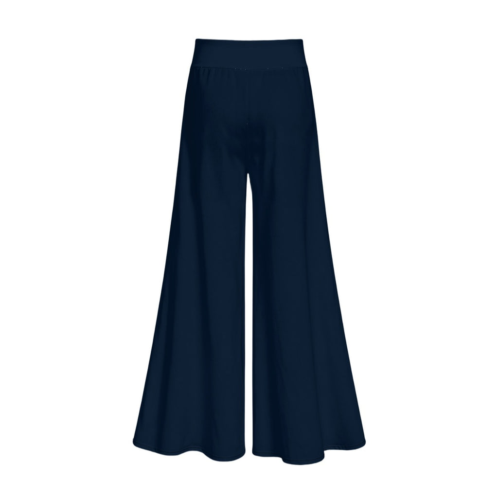 Pantaloni leggeri da donna a gamba larga con stampa all-over e cerniera laterale nascosta