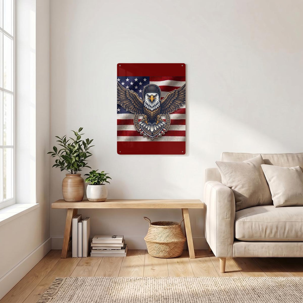 American Eagle Thickened Rectangular Iron Wall Painting