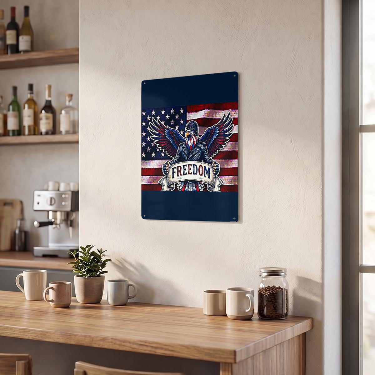 American Eagle Thickened Rectangular Iron Wall Painting