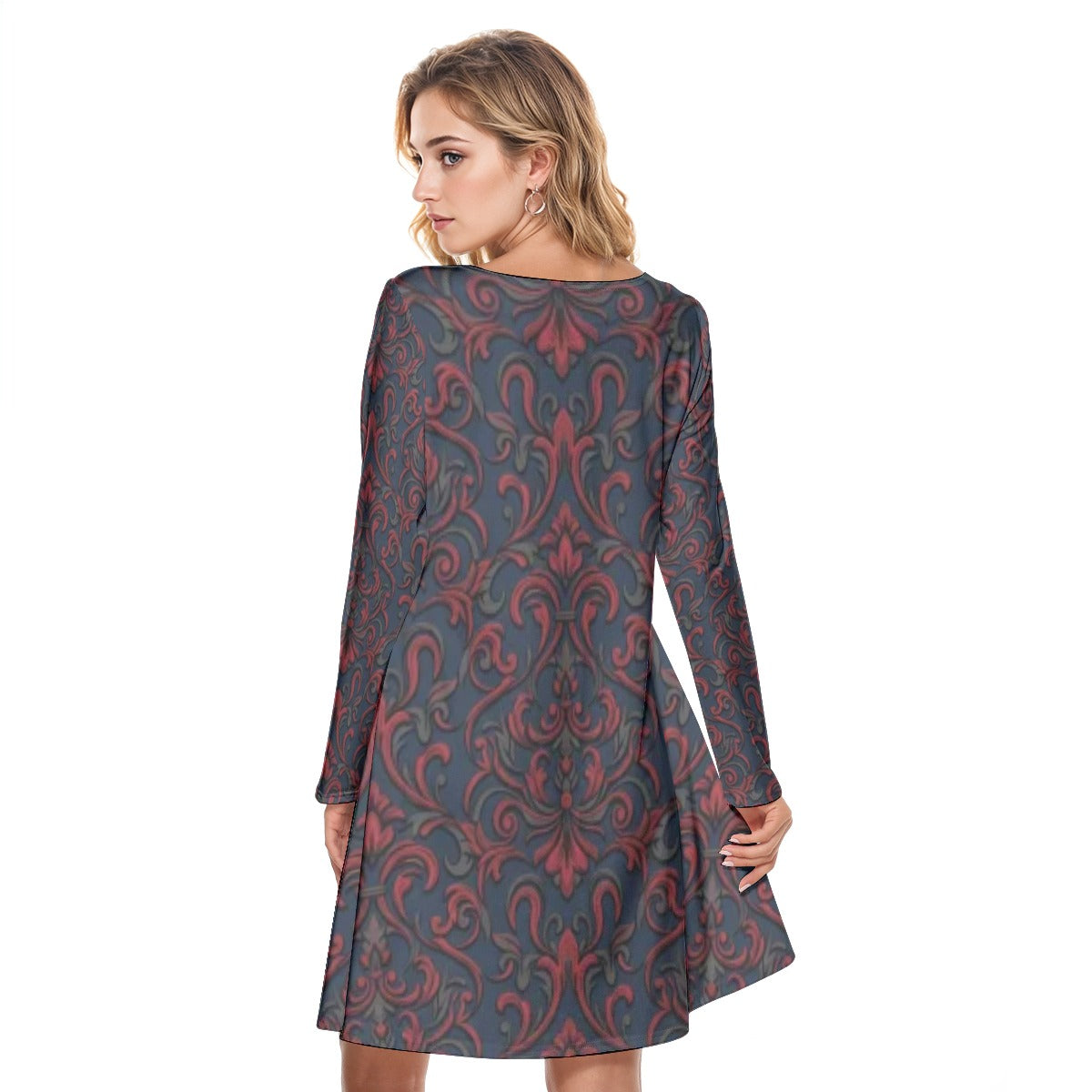 All-Over Print Women's Round Neck Dress|190GSM Cotton