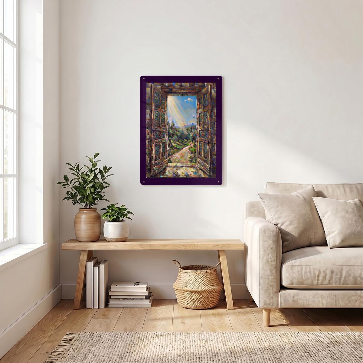 Light Through An Open Foor Thickened Rectangular Iron Wall Painting Printed in Canada