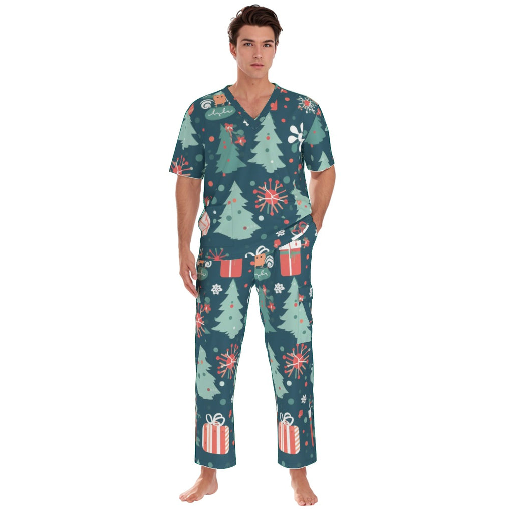 All-Over Print Unisex Scrub Set With Six Pocket