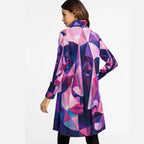 All-Over Print Women's High Neck Dress With Long Sleeve
