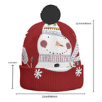 All-Over Print Knitted Hat With Pom-Pom