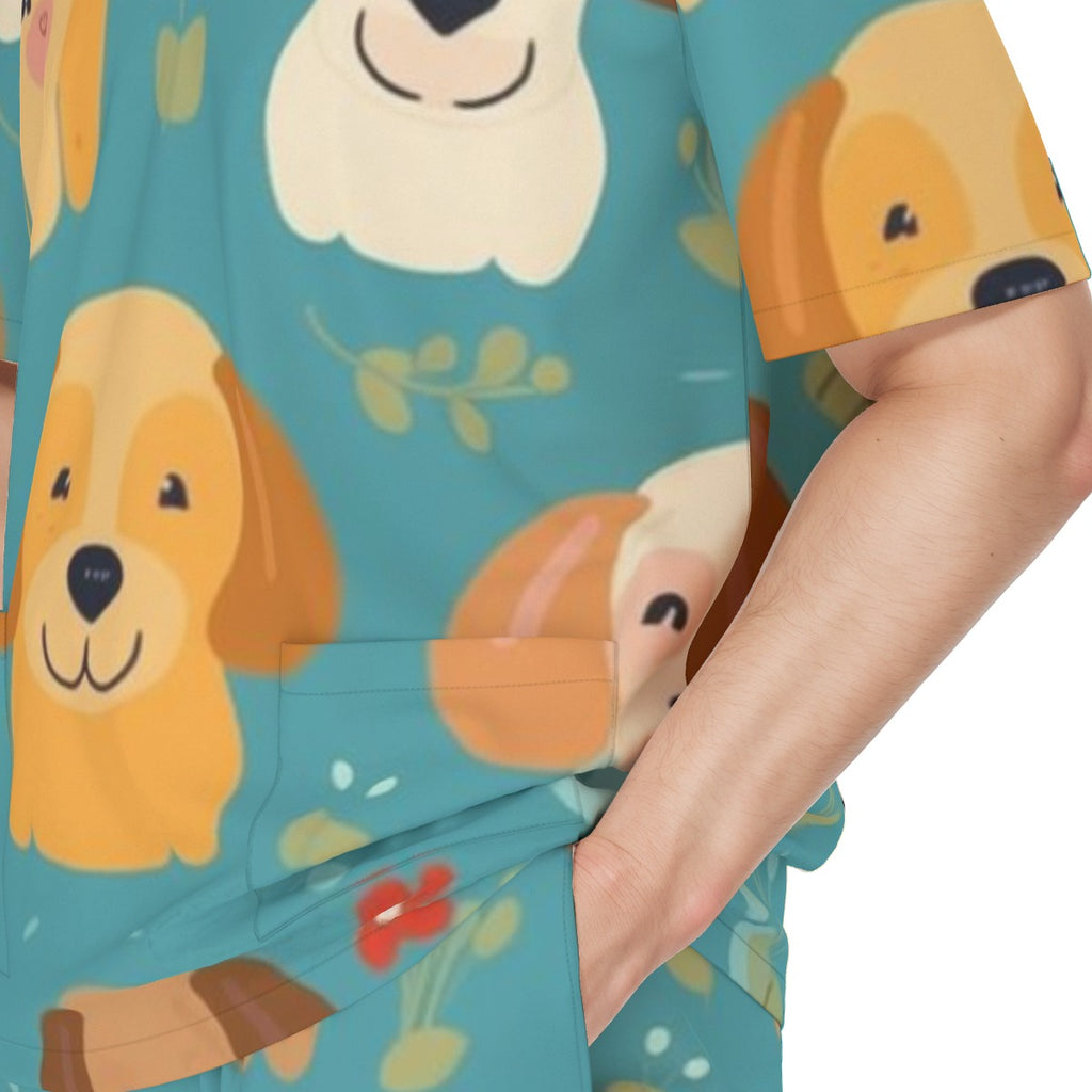 All-Over Print Unisex Scrub Set With Six Pocket