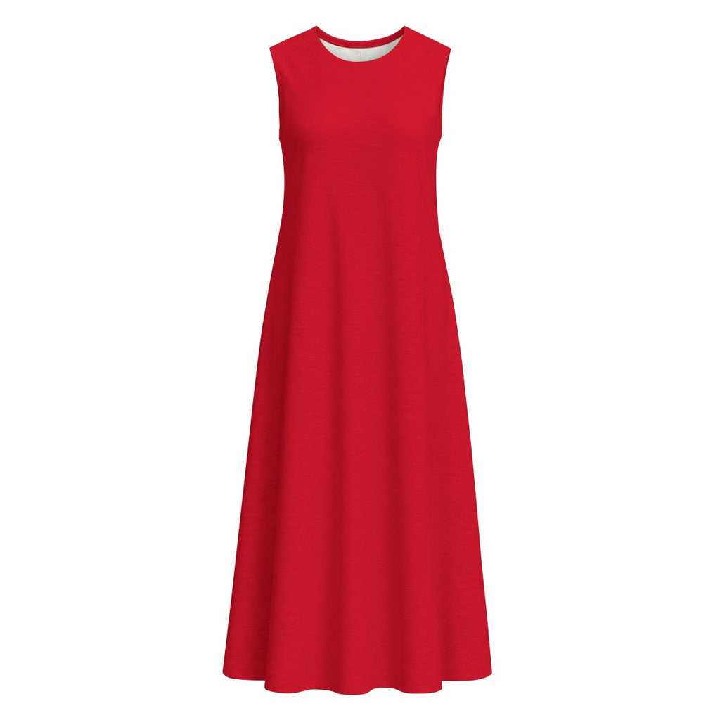 All-Over Print Women's Sleeveless Dress With Pocket|140GSM Slub Cotton