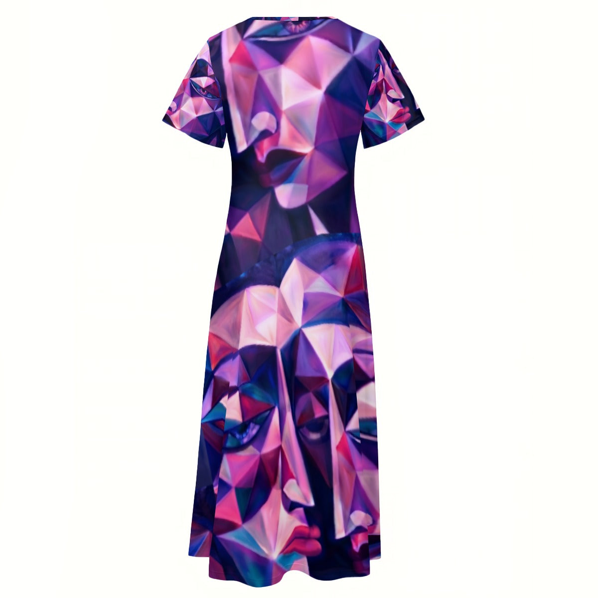 Abito da donna con scollo a V e spacco laterale con stampa all-over