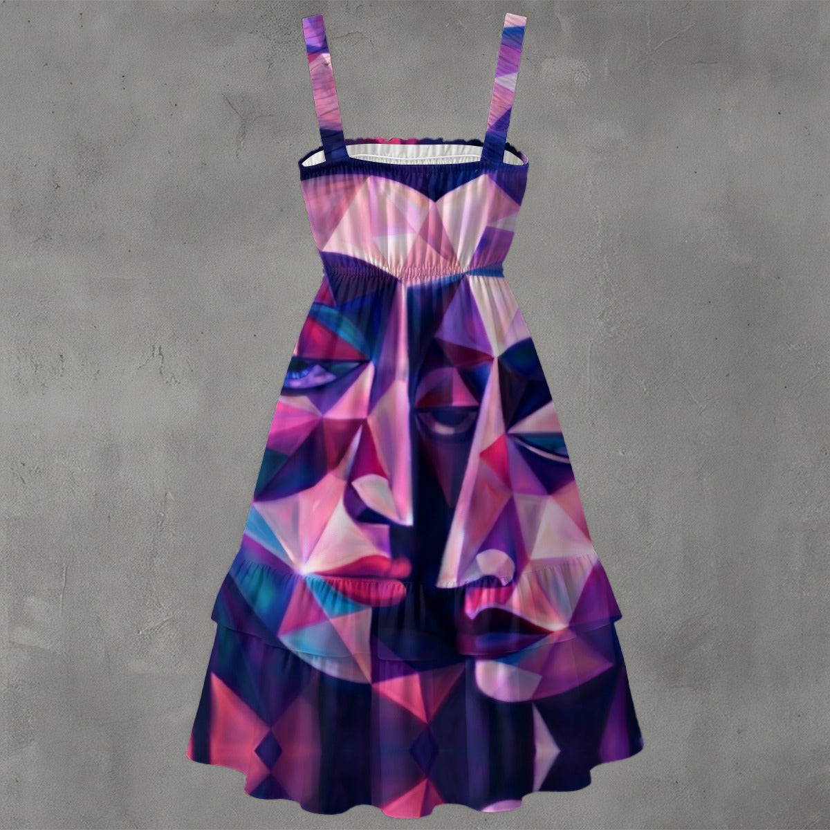 Abito da donna con volant e stampa all-over
