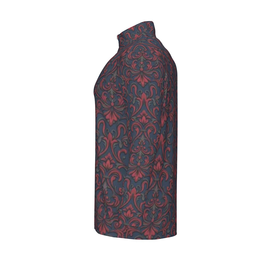 All-Over Print Men's Sports Collar Jersey With Long Sleeve| Interlock