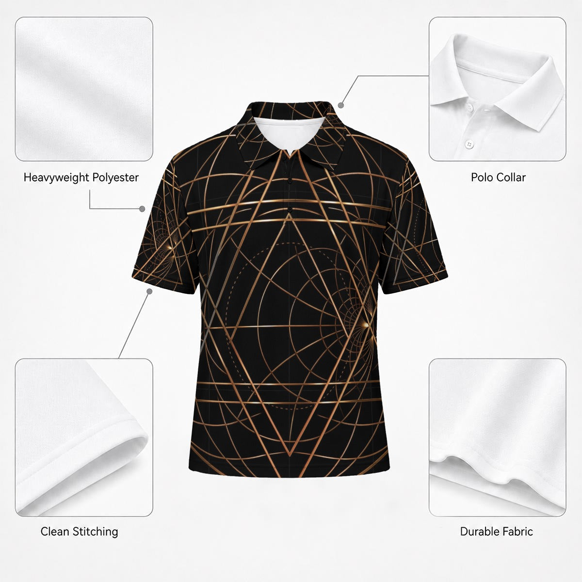 Polo pesante da uomo in poliestere con stampa integrale|210 g/m²
