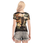 Blusa in mesh da donna a maniche corte con stampa integrale
