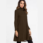 Abito da donna con stampa all-over, collo alto e maniche lunghe