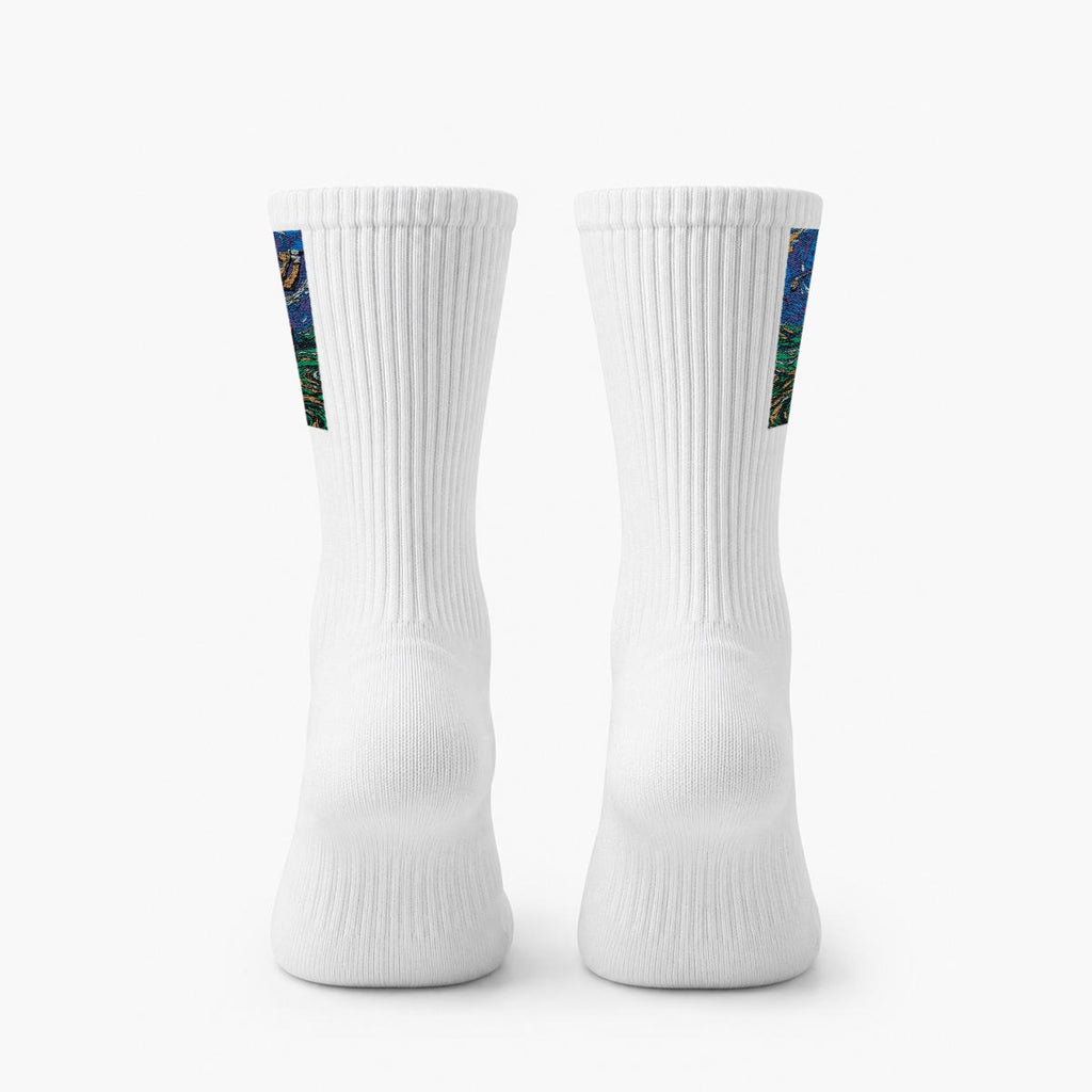 Calcetines de algodón bordados deportivos con cuello redondo|Algodón