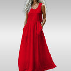 Robe longue sans manches pour femme à imprimé intégral
