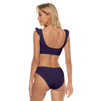 All-Over Print Women's Bikini Swimsuit With Ruffle Cuff Bra