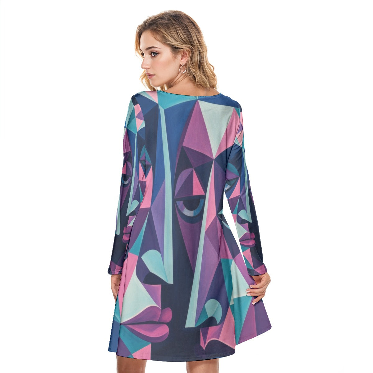 All-Over Print Women's Round Neck Dress|190GSM Cotton