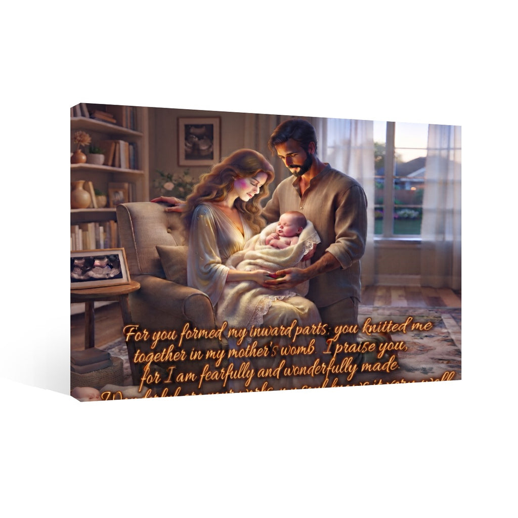 Bible Quote Mother, Father and Child Framed Single-Piece Mural Printed in USA 3:2
